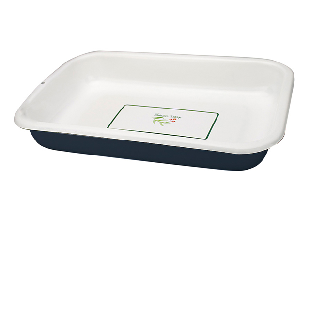 Bandeja, Fuente de horno 44 cm. acero vitrificado Vintage azul - Imagen 2